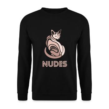 Chaton chat Sphynx nu - Sweat-shirt Unisexe - noir - Devant - Alina (178cm) & Michal (187cm)