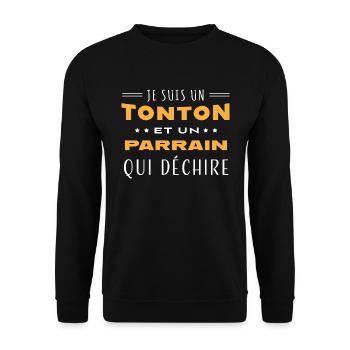 Tonton et parrain qui déchire humour famille - Sweat-shirt Unisexe - noir - Devant - Alina (178cm) & Michal (187cm)