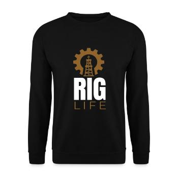 Rig Life Oil Drilling Rig - Unisex Sweatshirt - black - Front - Alina (178cm) & Michal (187cm)
