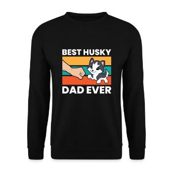 Siberian Husky Papa Best Husky Dad Ever - Unisex Pullover - Schwarz - Vorne - Alina (178cm) & Michal (187cm)