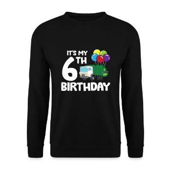 Garbage Truck It's My 6th Birthday Garbage Day 6 - Unisex Sweatshirt - black - Front - Alina (178cm) & Michal (187cm)