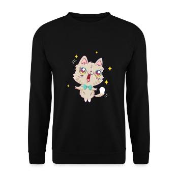 Sing Katze Kawaii Süß Japan Anime - Unisex Pullover - Schwarz - Vorne - Alina (178cm) & Michal (187cm)