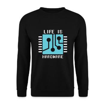 Life Is Hardware Computer Scientist Hack Coder - Unisex Sweatshirt - black - Front - Alina (178cm) & Michal (187cm)