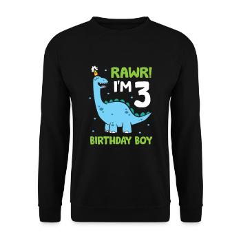 Rawr Je suis 3 Birthday Boy Dinosaurs - Sweat-shirt Unisexe - noir - Devant - Alina (178cm) & Michal (187cm)