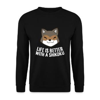 Life Is Better With A Shikoku - Unisex Sweatshirt - black - Front - Alina (178cm) & Michal (187cm)