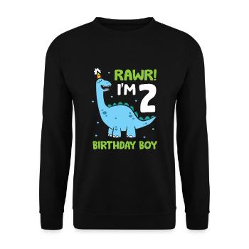 Rawr Je suis 2 Birthday Boy Dinosaurs - Sweat-shirt Unisexe - noir - Devant - Alina (178cm) & Michal (187cm)