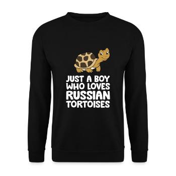 Nur ein Junge, der russische Landschildkröten - Unisex Pullover - Schwarz - Vorne - Alina (178cm) & Michal (187cm)