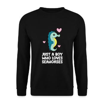 Just a Boy Who Loves Seahorses - Unisex Sweatshirt - black - Front - Alina (178cm) & Michal (187cm)