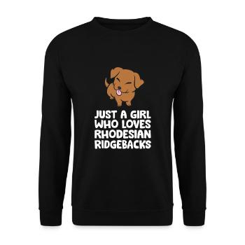 Just a Girl Who Loves Rhodesian Ridgebacks - Unisex Pullover - Schwarz - Vorne - Alina (178cm) & Michal (187cm)