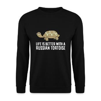 La vie d’animal de compagnie de tortue russe est - Sweat-shirt Unisexe - noir - Devant - Alina (178cm) & Michal (187cm)