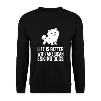 Life Is Better With American Eskimo Dogs - Unisex Sweatshirt - black - Front - Alina (178cm) & Michal (187cm)