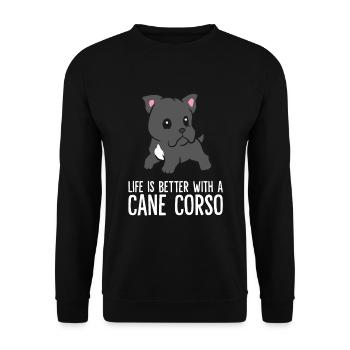 Life Is Better With A Cane Corso Dog - Unisex Sweatshirt - black - Front - Alina (178cm) & Michal (187cm)