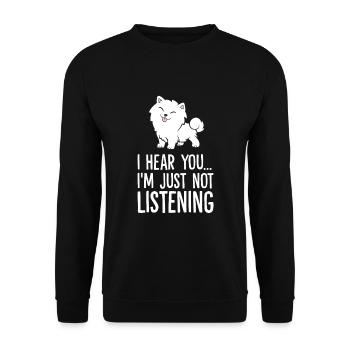 I Hear You I'm Just Not Listening Love American - Unisex Pullover - Schwarz - Vorne - Alina (178cm) & Michal (187cm)