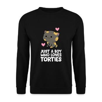 Nur ein Junge, der Schildkröten liebt - Unisex Pullover - Schwarz - Vorne - Alina (178cm) & Michal (187cm)