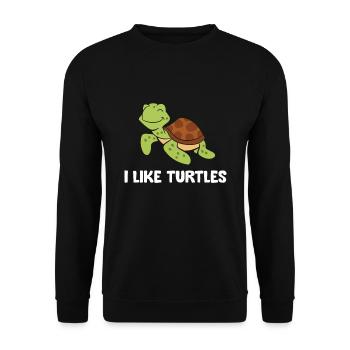 I Like Turtles Reptile Funny Sea Turtle - Unisex Sweatshirt - black - Front - Alina (178cm) & Michal (187cm)