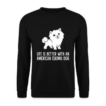 Life Is Better With An American Eskimo Dog - Unisex Sweatshirt - black - Front - Alina (178cm) & Michal (187cm)