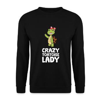 Crazy Tortoise Lady Cute Tortoise - Unisex Sweatshirt - black - Front - Alina (178cm) & Michal (187cm)