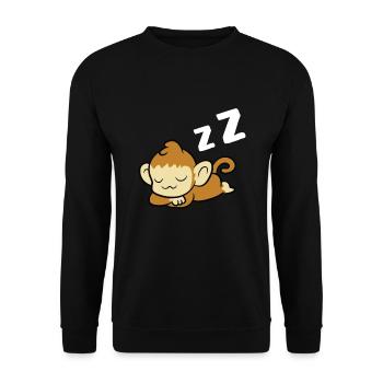 Sleeping Monkey Pyjama Lazy Monkey - Unisex Sweatshirt - black - Front - Alina (178cm) & Michal (187cm)