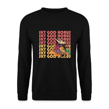 Sky God Horus Ägypten Ägyptischer Gott - Unisex Pullover - Schwarz - Vorne - Alina (178cm) & Michal (187cm)