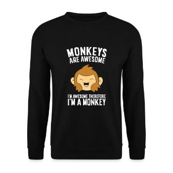 Affen sind fantastisch. Ich bin fantastisch, also - Unisex Pullover - Schwarz - Vorne - Alina (178cm) & Michal (187cm)