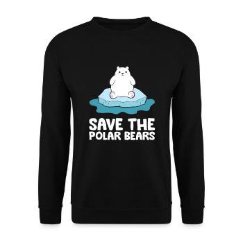 Arctic Polar Bear Save The Polar Bears - Unisex Sweatshirt - black - Front - Alina (178cm) & Michal (187cm)