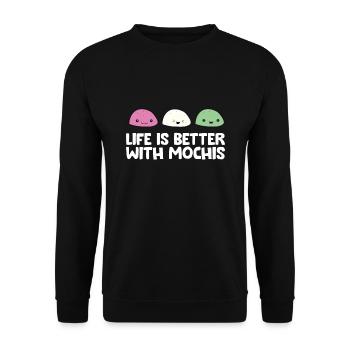 Life Is Better With Mochis - Unisex Sweatshirt - black - Front - Alina (178cm) & Michal (187cm)
