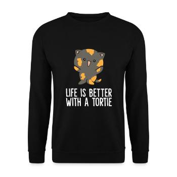 La vie est meilleure avec une tortue mignonne - Sweat-shirt Unisexe - noir - Devant - Alina (178cm) & Michal (187cm)