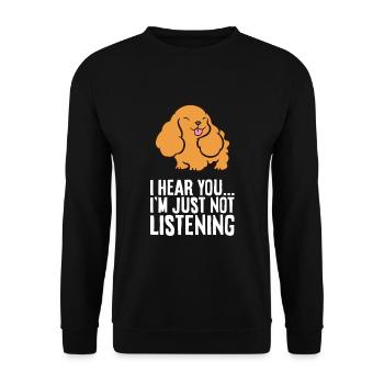 Je t’entends je n’écoute pas Cocker drôle - Sweat-shirt Unisexe - noir - Devant - Alina (178cm) & Michal (187cm)