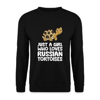 Nur ein Mädchen, das russische Landschildkröten - Unisex Pullover - Schwarz - Vorne - Alina (178cm) & Michal (187cm)