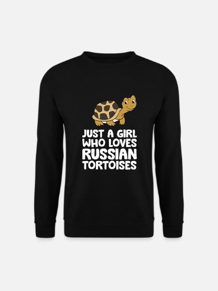 Nur ein Mädchen, das russische Landschildkröten - Unisex Pullover - Schwarz
