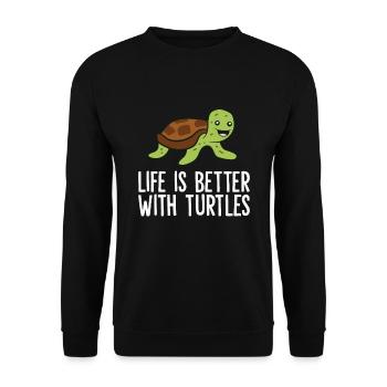 Funny Turtle Owner Life Is Better With Turtles - Unisex Sweatshirt - black - Front - Alina (178cm) & Michal (187cm)