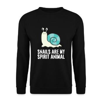 Schnecken sind mein Seelentier Kawaii Schnecke - Unisex Pullover - Schwarz - Vorne - Alina (178cm) & Michal (187cm)
