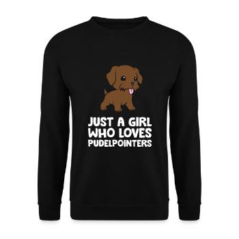 Just a Girl Who Loves Pudelpointers - Unisex Pullover - Schwarz - Vorne - Alina (178cm) & Michal (187cm)