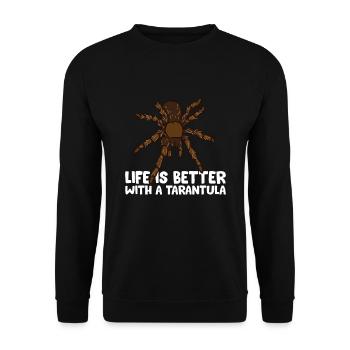Life Is Better With Tarantulas Cute Tarantula - Unisex Pullover - Schwarz - Vorne - Alina (178cm) & Michal (187cm)