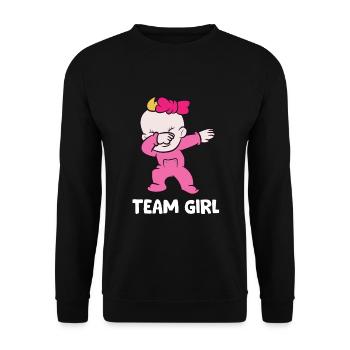 Team Girl Gender Reveal - Unisex Pullover - Schwarz - Vorne - Alina (178cm) & Michal (187cm)