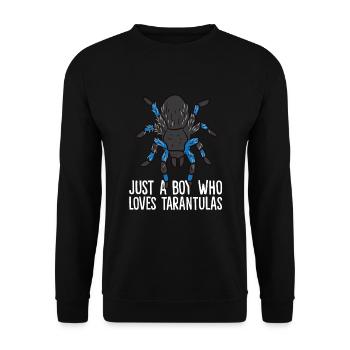 Just a Boy Who Loves Tarantulas - Unisex Pullover - Schwarz - Vorne - Alina (178cm) & Michal (187cm)