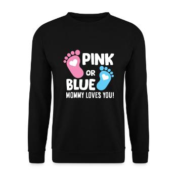 Gender Reveal Pregnancy Pink Or Blue Mommy Loves - Unisex Pullover - Schwarz - Vorne - Alina (178cm) & Michal (187cm)