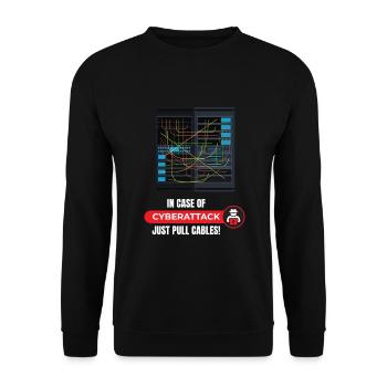 In Case Of Cyberattack Informatiker - Unisex Pullover - Schwarz - Vorne - Alina (178cm) & Michal (187cm)