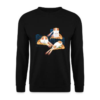 Laser Guinea Pig Pizza Space - Unisex Sweatshirt - black - Front - Alina (178cm) & Michal (187cm)