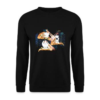 Laser Rabbits Pizza Easter Space - Unisex Sweatshirt - black - Front - Alina (178cm) & Michal (187cm)