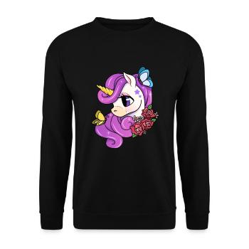 Cute Unicorn Motif Children Girl - Unisex Sweatshirt - black - Front - Alina (178cm) & Michal (187cm)
