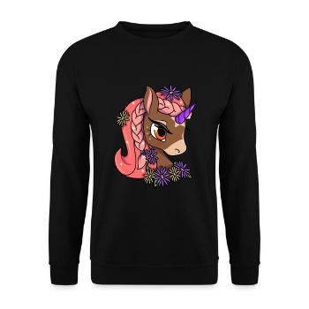 Cute Unicorn Motif Children Girl - Unisex Sweatshirt - black - Front - Alina (178cm) & Michal (187cm)