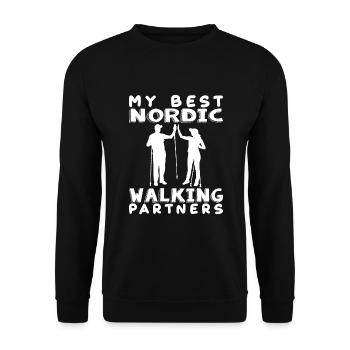 Nordic Walking Partners Sport Spazieren - Unisex Sweatshirt - black - Front - Alina (178cm) & Michal (187cm)