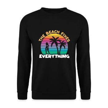La plage corrige tout Strand Surfer - Sweat-shirt Unisexe - noir - Devant - Alina (178cm) & Michal (187cm)