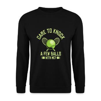 Care To Knock A Few Balls Tennis - Unisex Pullover - Schwarz - Vorne - Alina (178cm) & Michal (187cm)