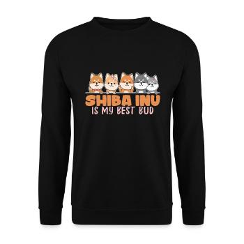Shiba Inu Is My Best Bud - Unisex Sweatshirt - black - Front - Alina (178cm) & Michal (187cm)