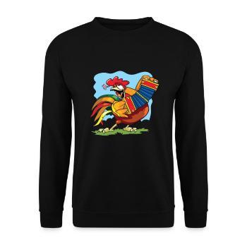 Akkordeon Hahn Musiker Musik Kinder - Unisex Pullover - Schwarz - Vorne - Alina (178cm) & Michal (187cm)