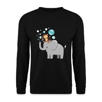 Bulles de savon éléphant singe enfants - Sweat-shirt Unisexe - noir - Devant - Alina (178cm) & Michal (187cm)