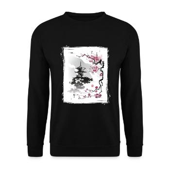 Cherry Blossoms Jiin Japan Natural - Unisex Sweatshirt - black - Front - Alina (178cm) & Michal (187cm)