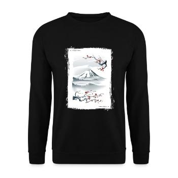 Fuji Cherry Blossoms Cherry Tree Japan Natural - Unisex Sweatshirt - black - Front - Alina (178cm) & Michal (187cm)